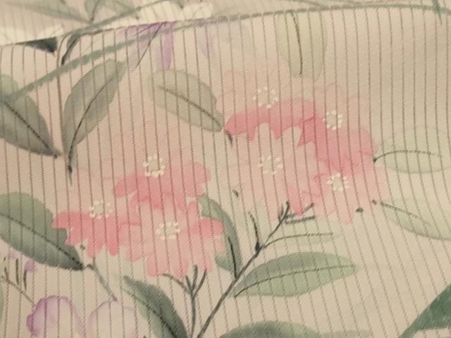 平和屋着物*夏物 訪問着 縦絽 手描き 草花文 暈し染め 正絹 逸品 AABJ9025jd