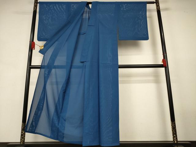 平和屋着物*夏物 色無地 絽 青藍色 洗える着物 AABJ9029jd