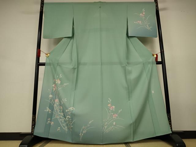 平和屋着物*夏物 訪問着 絽 友禅 作家物 草花文 正絹 逸品 AABJ9034jd