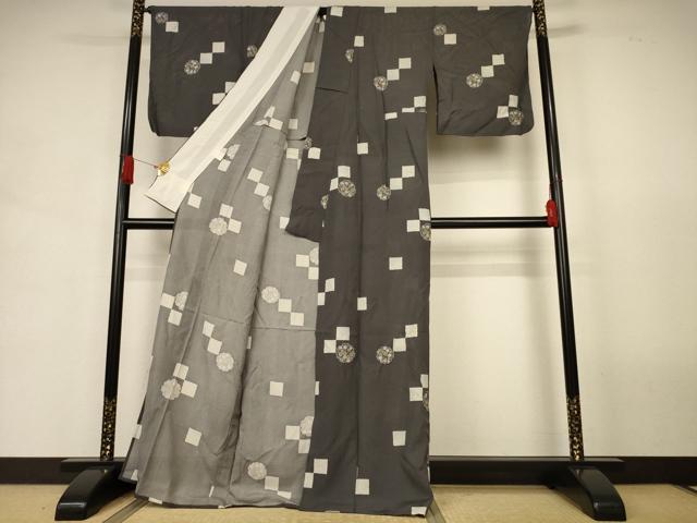 平和屋着物*夏物 小紋 絽 色紙花蝶文 正絹 逸品 AABJ9041jd
