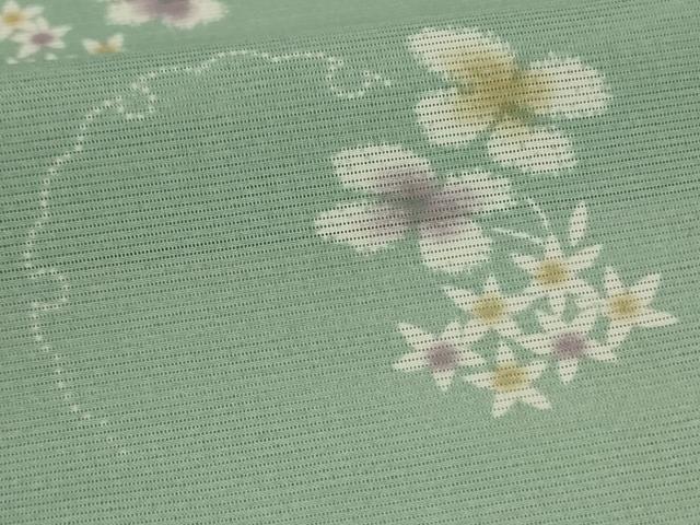 平和屋着物*夏物 小紋 絽 雪輪花文 洗える着物 AABJ9047jd