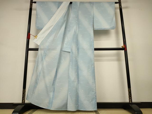平和屋着物*夏物 小紋 絽 芝舞蝶文 洗える着物 AABJ9048jd