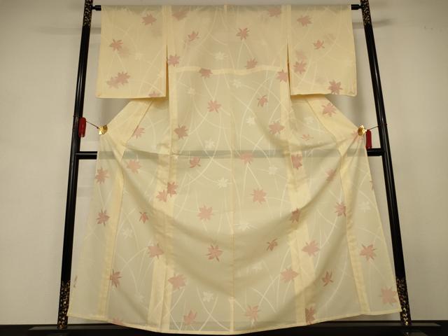 平和屋着物*夏物 小紋 紗 舞葉文 正絹 逸品 AABJ9050jd