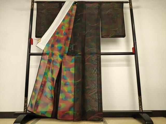 平和屋着物*夏物 小紋 紗 芝文 正絹 逸品 AABJ9052jd
