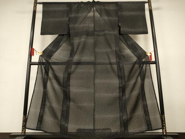 平和屋着物*夏物 本場大島紬 夏大島 横段文 黒地 正絹 逸品 AABJ9058jd