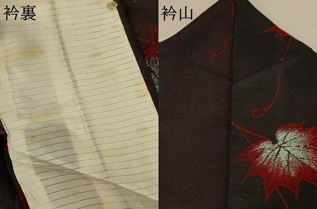 平和屋着物*夏物 小紋 紗 蔦の葉文 銀糸 正絹 逸品 AABJ9062jd