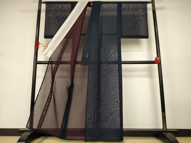 平和屋着物*夏物 色無地 紗 藍鉄色 正絹 逸品 AABJ9067jd