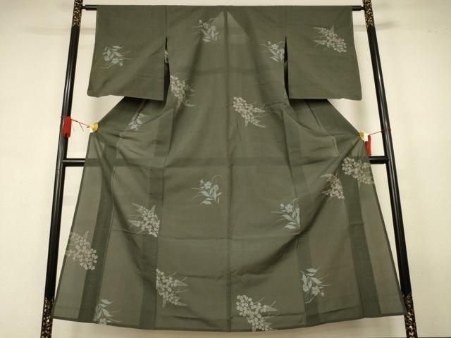平和屋着物*夏物 小紋 紗 草花文 正絹 逸品 AABJ9068jd
