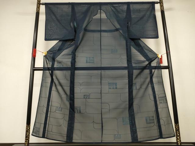 平和屋着物*夏物 小紋 紗 幾何学文様 正絹 逸品 AABJ9069jd