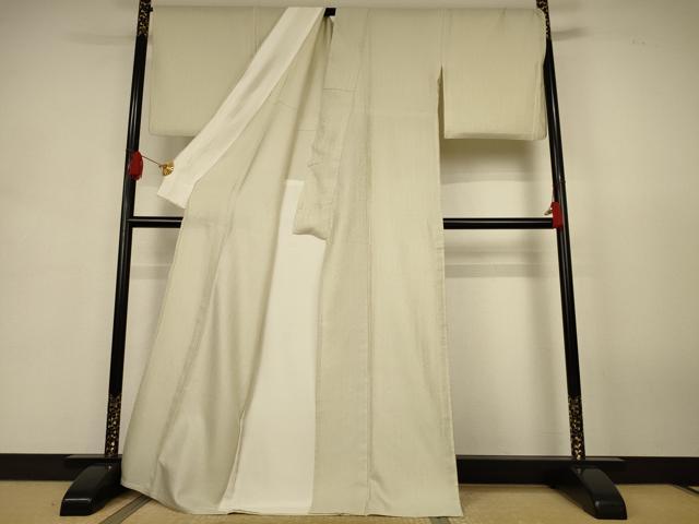 平和屋着物▽上質な色無地 単衣 花尽くし地紋 砂色 正絹 逸品 AABJ9082jd