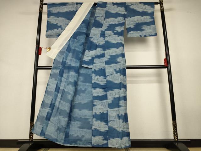 平和屋着物*夏物 小紋 綿紅梅 浴衣兼用 樹木文 綿 逸品 AABJ9105jd