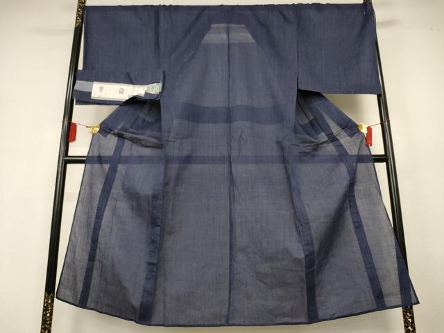 平和屋着物*夏物 男性 小千谷ちぢみ 縞 証紙付き 麻 逸品 AABJ9106jd