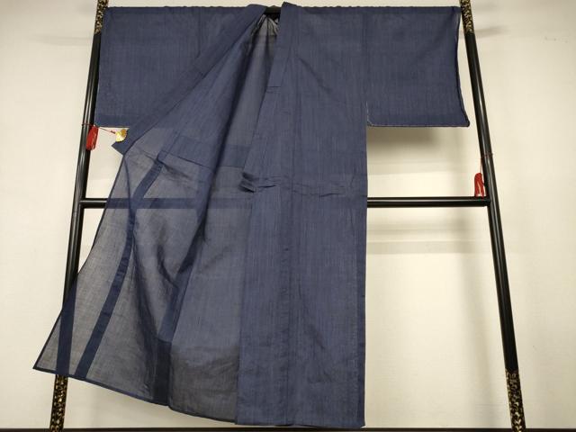 平和屋着物*夏物 男性 小千谷ちぢみ 縞 証紙付き 麻 逸品 AABJ9106jd
