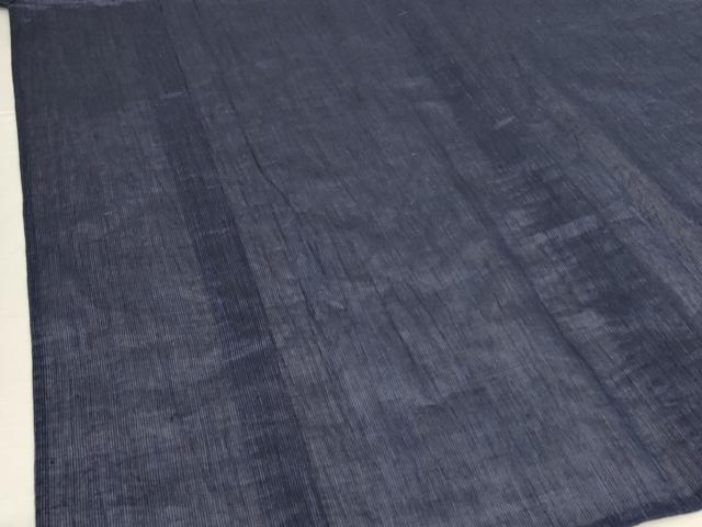 平和屋着物*夏物 男性 小千谷ちぢみ 縞 証紙付き 麻 逸品 AABJ9106jd