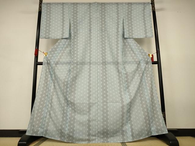 平和屋着物*夏物 小紋 絽 麻の葉文様 洗える着物 AABJ9114jd