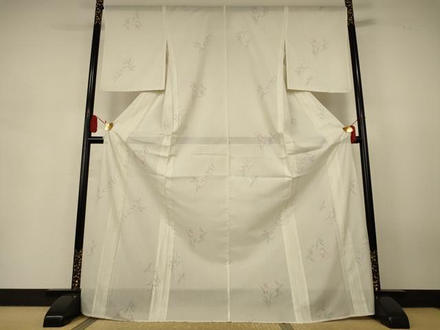 平和屋着物*夏物 小紋 絽 草花文 ロング丈 洗える着物 AABJ9119jd