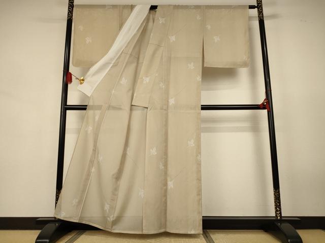 平和屋着物*夏物 小紋 絽 舞葉文 洗える着物 AABJ9129jd