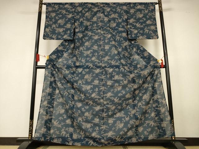 平和屋着物*夏物 小紋 絽 草花文 洗える着物 AABJ9147jd