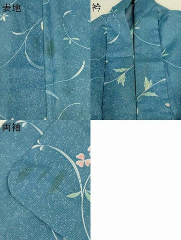 平和屋着物*夏物 小紋 絽 草花文 洗える着物 AABJ9150jd
