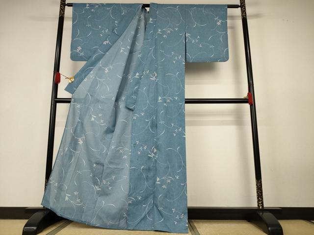 平和屋着物*夏物 小紋 絽 草花文 洗える着物 AABJ9150jd