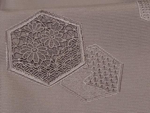 平和屋着物*夏物 無地絵羽訪問着 絽 中国三大刺繍 汕頭刺繍 スワトウ刺繍 総刺繍 亀甲花文 江戸鼠色 正絹 逸品 AABJ9152jd