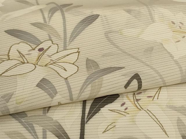 平和屋着物*夏物 訪問着 絽 草花文 金彩 正絹 逸品 AABJ9158jd
