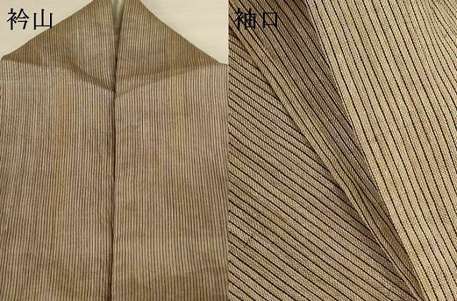 平和屋着物*夏物 小千谷ちぢみ 縞 麻 逸品 AABJ9159jd
