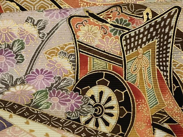 平和屋着物*夏物 黒留袖 絽 御所車花鳥文 金彩 洗える着物 AABJ9164jd