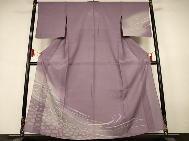 平和屋着物*夏物 訪問着 縦絽 墨流し文 暈し染め 正絹 逸品 AABJ9171jd