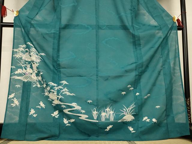 平和屋着物*夏物 訪問着 友禅 雲重ね紋紗 茶屋辻文 ロング丈 正絹 逸品 AABJ9178jd