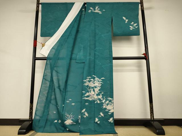 平和屋着物*夏物 訪問着 友禅 雲重ね紋紗 茶屋辻文 ロング丈 正絹 逸品 AABJ9178jd