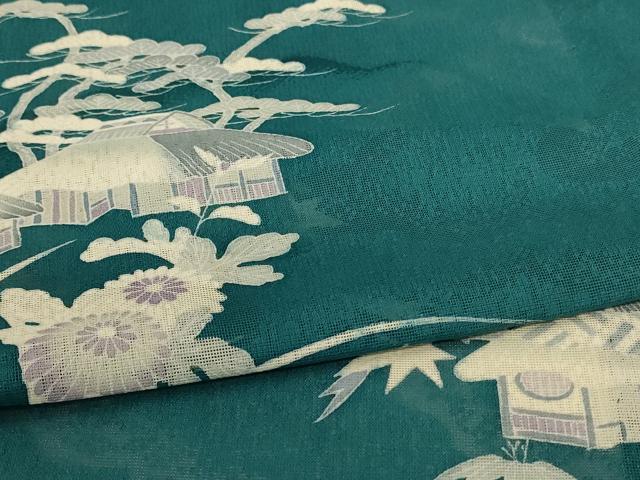 平和屋着物*夏物 訪問着 友禅 雲重ね紋紗 茶屋辻文 ロング丈 正絹 逸品 AABJ9178jd