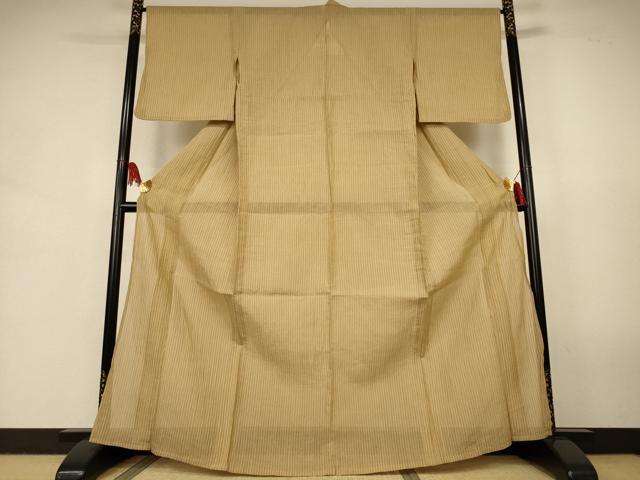 平和屋着物*夏物 小千谷ちぢみ 縞 麻 逸品 AABJ9181jd
