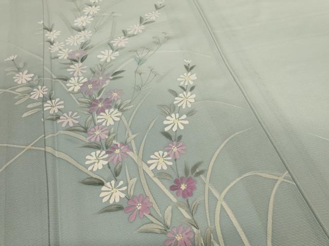 平和屋着物*夏物 訪問着 手描き 草花文 暈し染め 正絹 逸品 AABJ9186jd