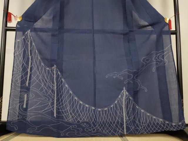 平和屋着物*夏物 小千谷ちぢみ 訪問着 流水風景文 麻 逸品 AABJ9189jd