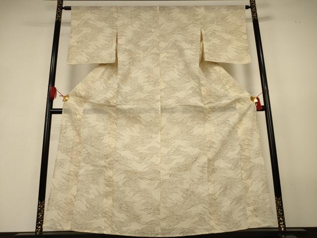 平和屋着物*夏物 小千谷ちぢみ 立波文 麻 逸品 AABJ9190jd