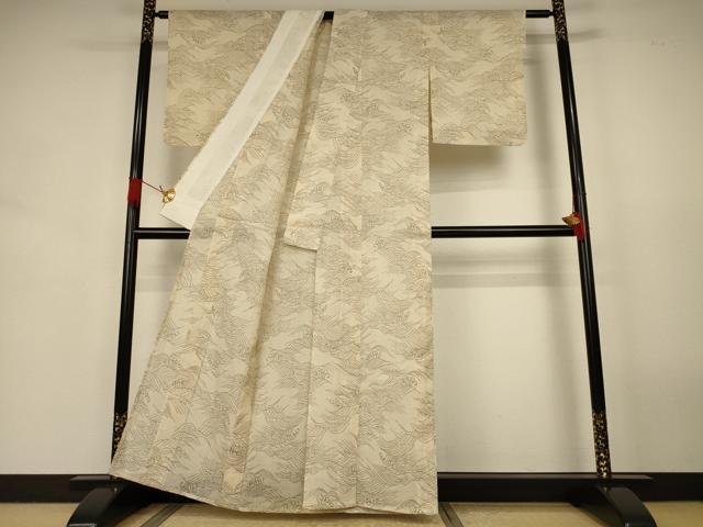平和屋着物*夏物 小千谷ちぢみ 立波文 麻 逸品 AABJ9190jd