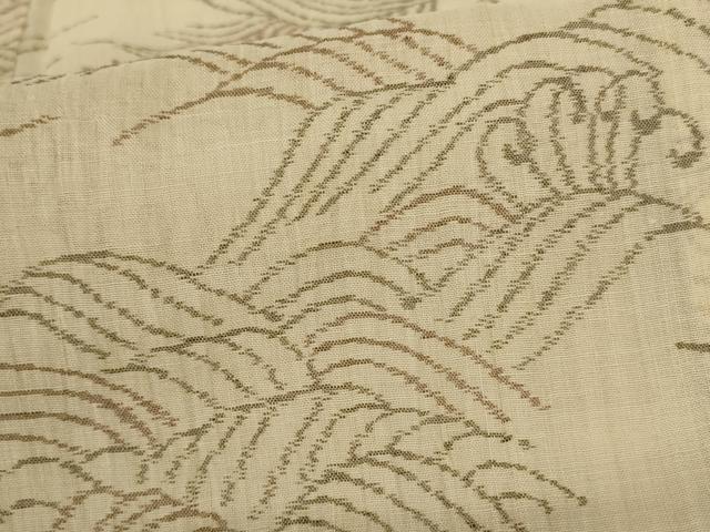 平和屋着物*夏物 小千谷ちぢみ 立波文 麻 逸品 AABJ9190jd