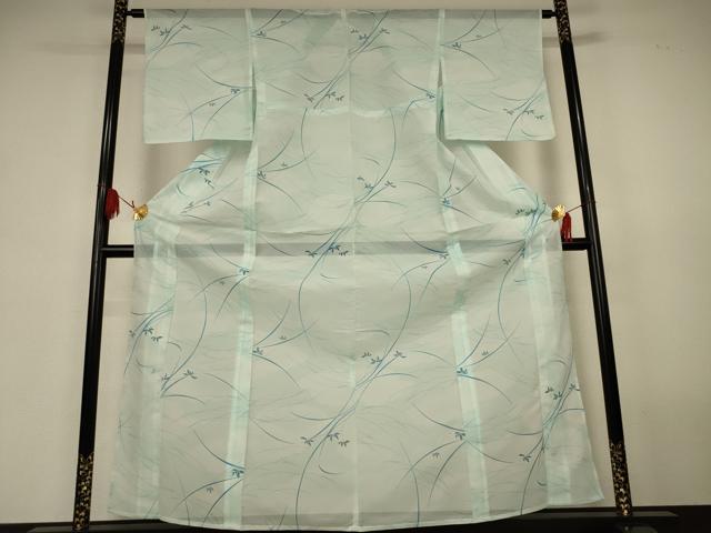 平和屋着物*夏物 小紋 絽 芝葉文 暈し染め 洗える着物 AABJ9191jd