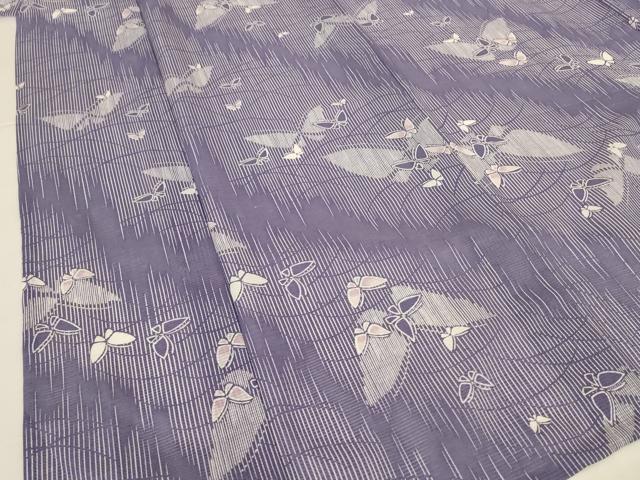 平和屋着物*夏物 小紋 絽 舞蝶文 洗える着物 AABJ9196jd