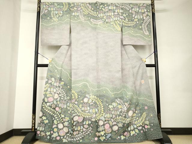 平和屋着物●梅原虎峰 幻の辻が花 訪問着 辻が花 舞花文 暈し染め 正絹 逸品 AABJ9202ck