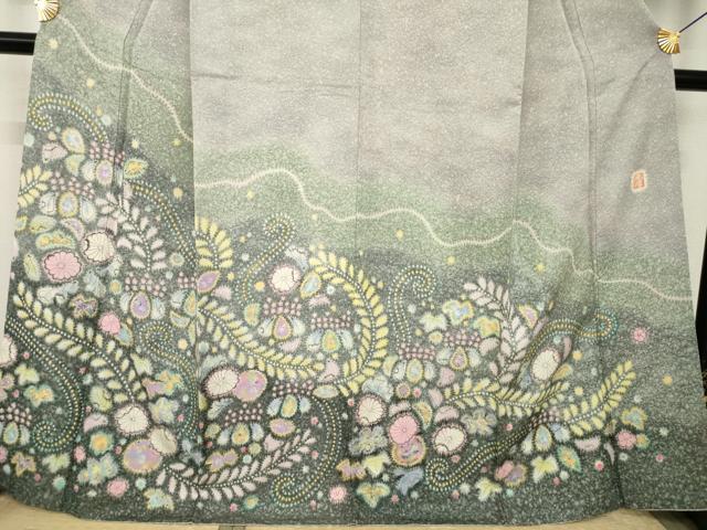 平和屋着物●梅原虎峰 幻の辻が花 訪問着 辻が花 舞花文 暈し染め 正絹 逸品 AABJ9202ck