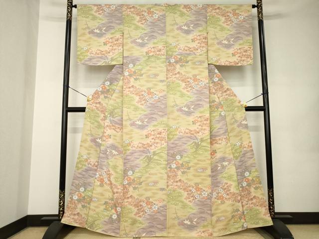 平和屋着物●上質な小紋 松皮菱花文 暈し染め 正絹 逸品 AABJ9206ck