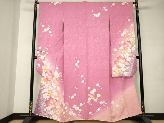 平和屋着物●豪華振袖 舞桜 暈し染め 正絹 逸品 AABJ9208ck
