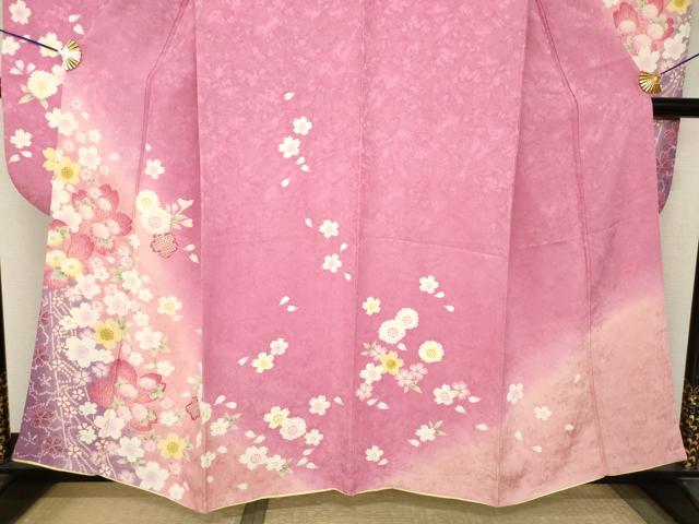 平和屋着物●豪華振袖 舞桜 暈し染め 正絹 逸品 AABJ9208ck