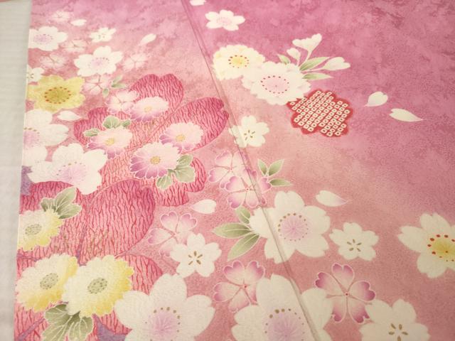 平和屋着物●豪華振袖 舞桜 暈し染め 正絹 逸品 AABJ9208ck