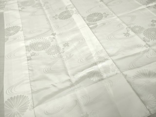平和屋着物●振袖用長襦袢 無双仕立て 流水花文 白色 半衿刺繍 洗える着物 AABJ9210ck