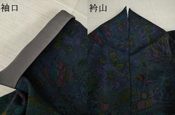 平和屋着物●前田仁仙 仁仙更紗 訪問着 更紗花文 鬼しぼ縮緬 正絹 逸品 AABJ9216ck