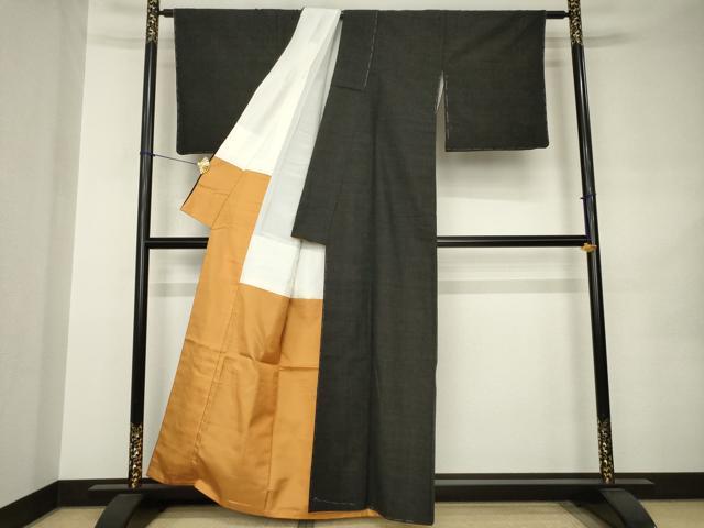 平和屋着物●本場結城紬 重要無形文化財 杢 霞文 奥順謹製 証紙付き 正絹 逸品 AABJ9222ck