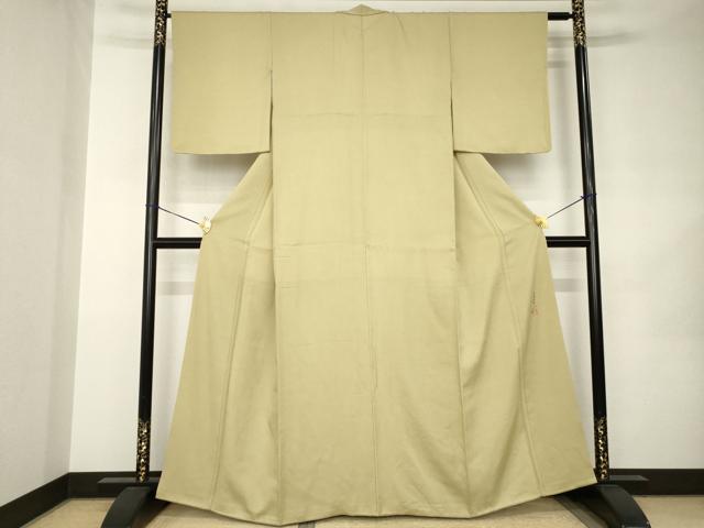 平和屋着物●友禅作家の巨匠 浅井青仁 色無地 生壁色 正絹 逸品 AABJ9227ck